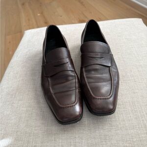 Salvatore Ferragamo Dark Brown Leather Loafers